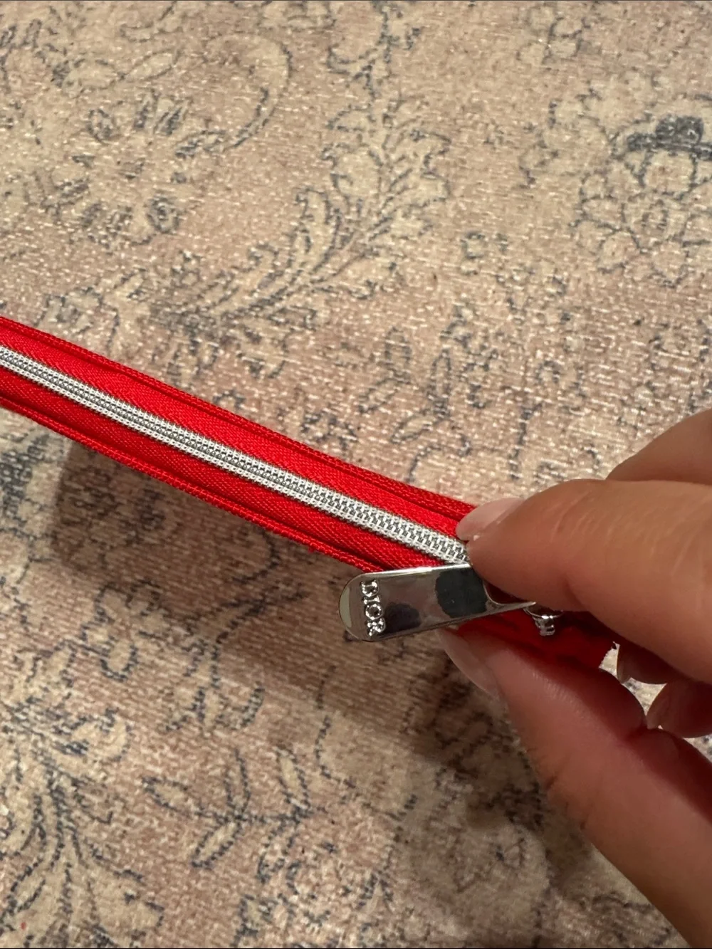 Dior Red Canvas Zip Cosmetic Case